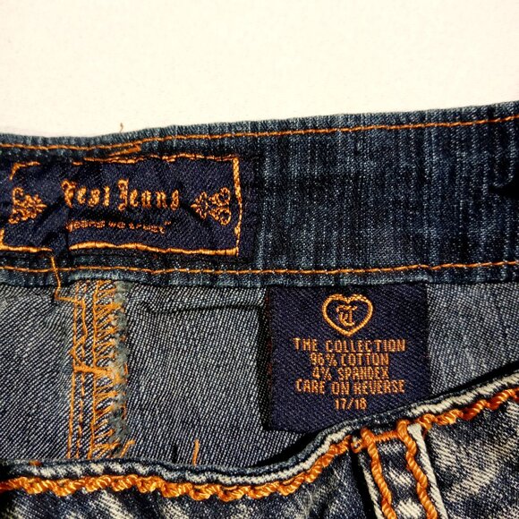 CREST Jeans  sz 17/18  Capri  Loose Fit  Orange Stitch Stretch  Front Seam   NWT - Picture 6 of 12